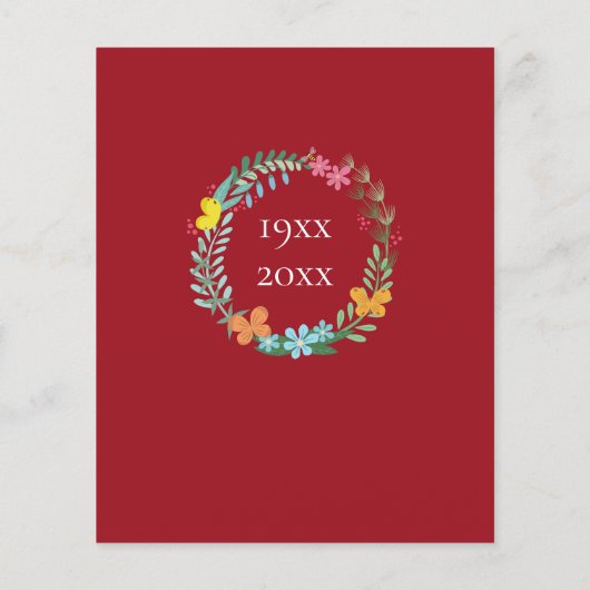 Papier 40e anniversaire Ruby Floral Wreath Invitation (Dos)