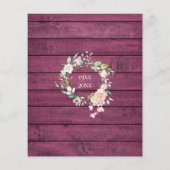 Papier 40e Anniversaire Ruby Rustic Bois Floral Invitatio (Dos)