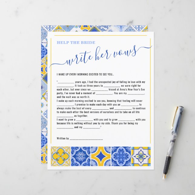 Papier 4 Aidez la mariée à écrire son jeu de Fête des mar (Devant/Arrière en situation)