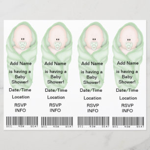 Papier 4 Invitations de douche pour bébé - Faveurs Signet
