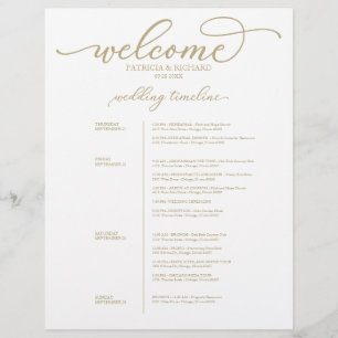 Papier 4 Jours Mariage Itinéraire Chic Gold Script