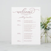 Papier 4 Jours Mariage Itinéraire Chic Rose Gold Script (Debout devant)