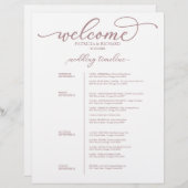 Papier 4 Jours Mariage Itinéraire Chic Rose Gold Script (Devant / Derrière)