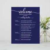 Papier 4 Jours Mariage Itinéraire Chic Timeline Marine Bl (Debout devant)