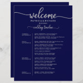 Papier 4 Jours Mariage Itinéraire Timeline Marine Bleu Ar (Devant / Derrière)