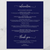 Papier 4 Jours Mariage Itinéraire Timeline Marine Bleu Ar (Dos)