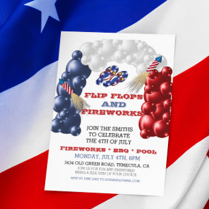 Papier 4 juillet Fête de l'Indépendance Flip Flops Feux d