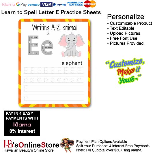 Papier 4 Learn To Spell Letter E Teacher Home Schooling