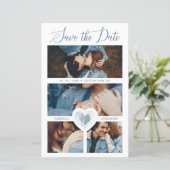 Papier 4 Photos Bleu Coeur Engagé Couple Session (Debout devant)