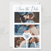 Papier 4 Photos Bleu Coeur Engagé Couple Session (Devant)