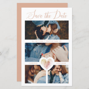 Papier 4 Photos Pink Heart Engaged Couple Session