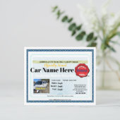 Papier 4x5 Nom national Votre certificat officiel de voit (Debout devant)