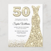 Papier 50 & Fabuleux ! Budget Femme 50e anniversaire Invi (Devant)