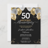 Papier 50e anniversaire Ballons d'or Invitations budgétai (Devant)