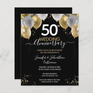 Papier 50e anniversaire Ballons d'or Invitations budgétai
