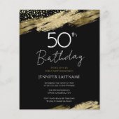 Papier 50e Anniversaire Budget de la fête Gold Black Invi (Devant)