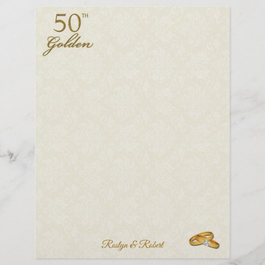 Papier 50e anniversaire de Mariage d'or personnalisé (Devant)