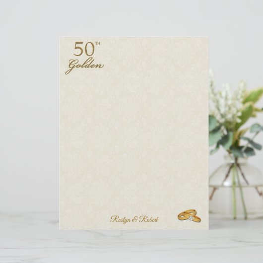 Papier 50e anniversaire de Mariage d'or personnalisé (Debout devant)