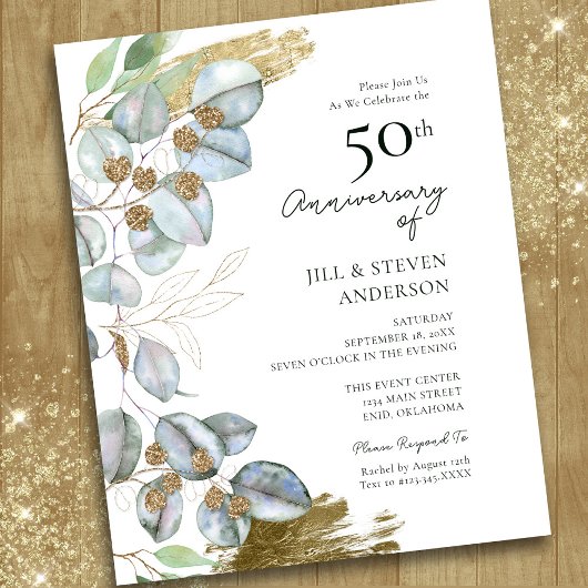 Papier 50e Anniversaire de verdure Eucalyptus Sage Invita