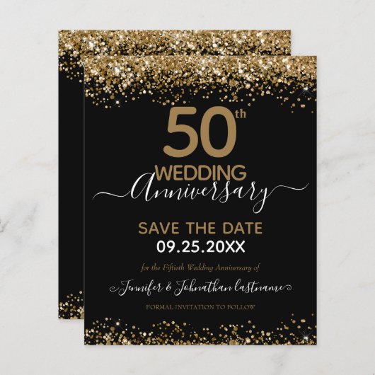 Papier 50e anniversaire du Mariage Enregistrer la date Bu (Devant / Derrière)