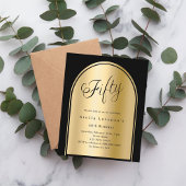 Papier 50e anniversaire en or noir l'arche script invitat
