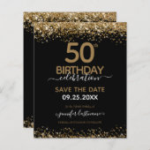 Papier 50e anniversaire Enregistrer la date Invitation bu (Devant / Derrière)