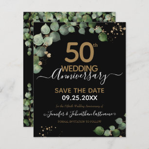 Papier 50e anniversaire Eucalyptus Enregistrer la date Bu