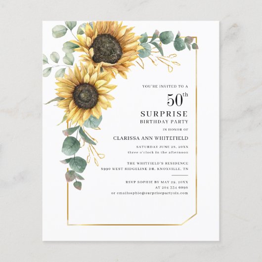 Papier 50e anniversaire fête Eucalyptus Invitations tourn (Devant)