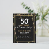 Papier 50e anniversaire Gold Border Enregistrer la date B (Debout devant)