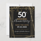 Papier 50e anniversaire Gold Border Enregistrer la date B (Devant)