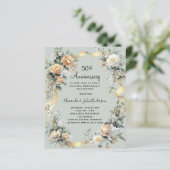 Papier 50e anniversaire mariage florals or invitation (Debout devant)