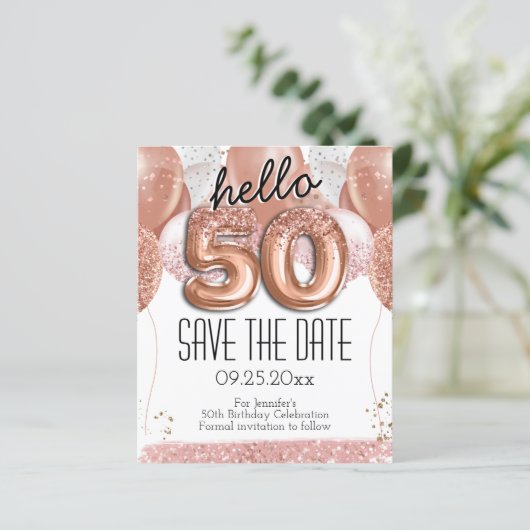 Papier 50e anniversaire Parties scintillant rose Enregist (Debout devant)