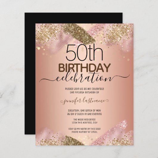 Papier 50e anniversaire Pink Parties scintillant Party Bu (Devant / Derrière)