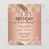 Papier 50e anniversaire Pink Parties scintillant Party Bu (Devant)