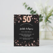 Papier 50e anniversaire rose noir or budget invitation (Debout devant)