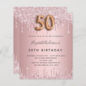 Papier 50e anniversaire rose poussiéreux rose gouttes inv (Devant / Derrière)