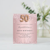 Papier 50e anniversaire rose poussiéreux rose gouttes inv (Debout devant)