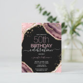 Papier 50e Anniversaire Rose Purple Agate Budget Invitati (Debout devant)