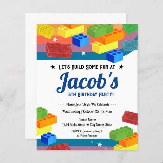 Papier 5e anniversaire Blocs de bâtiment Fun Boy (Devant / Derrière)