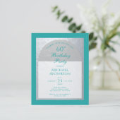 Papier 60e anniversaire Budget Argent Turquoise Blue Invi (Debout devant)