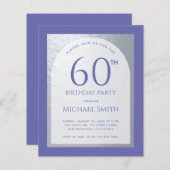 Papier 60e anniversaire Budget Violet Faux Argent Invitat (Devant / Derrière)