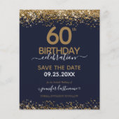 Papier 60e anniversaire Enregistrer la date Invitation bu (Devant)