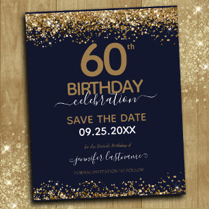 Papier 60e anniversaire Enregistrer la date Invitation bu