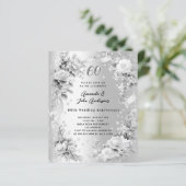 Papier 60e anniversaire mariage invitation diamant argent (Debout devant)