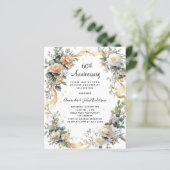 Papier 60e anniversaire mariage invitation fleurons jaune (Debout devant)