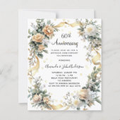 Papier 60e anniversaire mariage invitation fleurons jaune (Devant)