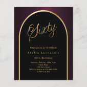 Papier 60e anniversaire noir bordeaux or invitation (Devant)