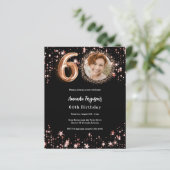 Papier 60e anniversaire noir rose d'or invitation photo (Debout devant)