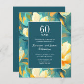 Papier 60e Anniversaire Orange Turquoise Painted Flower (Devant / Derrière)