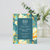 Papier 60e Anniversaire Orange Turquoise Peint Fleur phot (Debout devant)